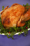 Brined, Roast Turkey recipe by Linda Carucci. Thanksgiving holiday dinner feast.